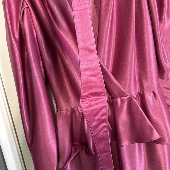 Vintage ILGWU Union Made Pink Long Sleeves Maxi Dress With Belt Made In USA - Picture 12 of 15
